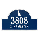 Whitehall Sailboat Arch 2-Line Personalized Address Plaque - Blue/White