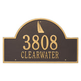 Whitehall Sailboat Arch 2-Line Personalized Address Plaque - Bronze/Gold