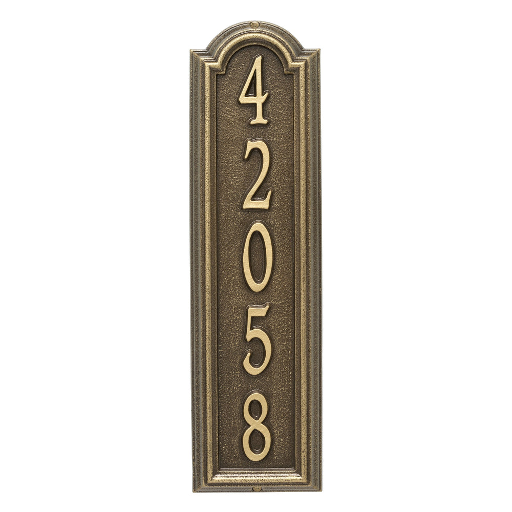 Whitehall Manchester Vertical Wall 1-Line Personalized Address Plaque - Antique Brass