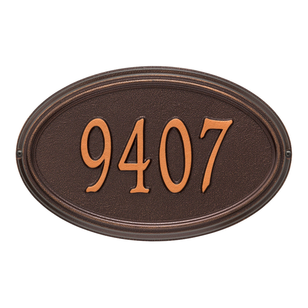 Whitehall Concord Oval Standard Wall 1-Line Personalized Address Plaque - Antique Copper