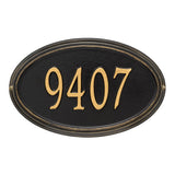Whitehall Concord Oval Standard Wall 1-Line Personalized Address Plaque - Black/Gold