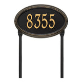Whitehall Concord Oval Standard Lawn 1-Line Personalized Address Plaque - Black/Gold