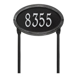 Whitehall Concord Oval Standard Lawn 1-Line Personalized Address Plaque - Black/Silver