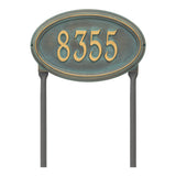 Whitehall Concord Oval Standard Lawn 1-Line Personalized Address Plaque - Bronze/Verdigris