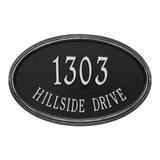 Whitehall Concord Oval Estate Wall 2-Line Personalized Address Plaque - Black/Silver