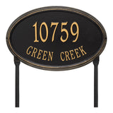 Whitehall Concord Oval Estate Lawn 2-Line Personalized Address Plaque - Black/Gold