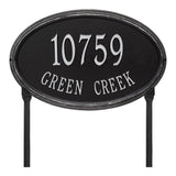 Whitehall Concord Oval Estate Lawn 2-Line Personalized Address Plaque - Black/Silver