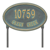 Whitehall Concord Oval Estate Lawn 2-Line Personalized Address Plaque - Bronze/Verdigris