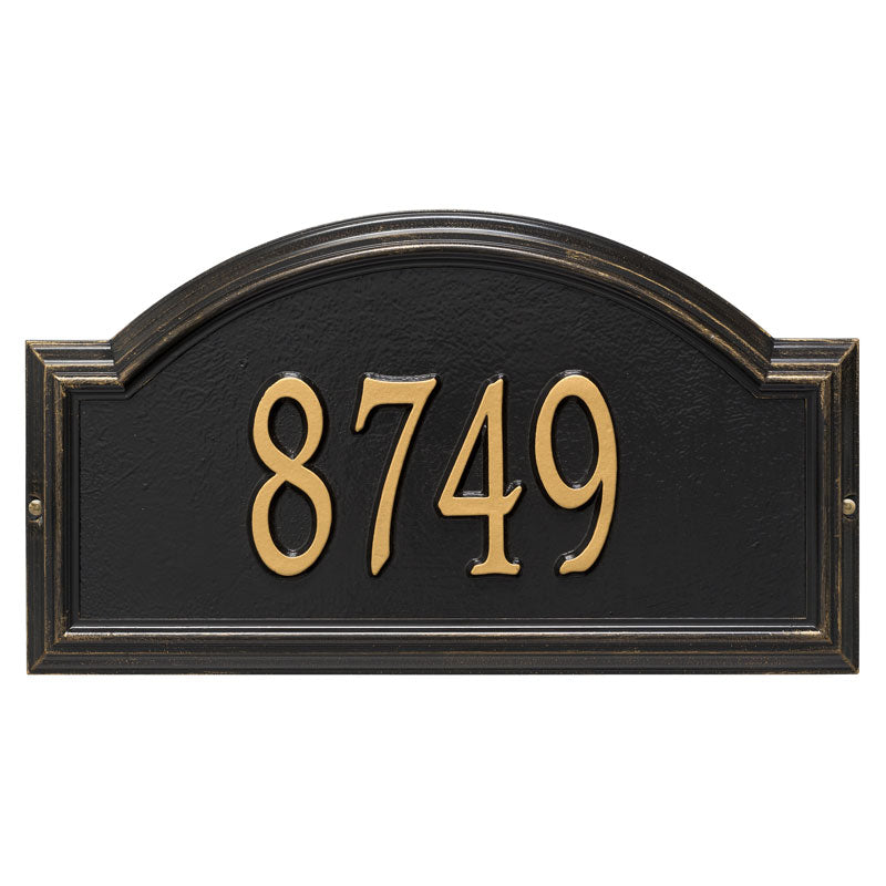 Whitehall Providence Arch Standard Wall 1-Line Personalized Address Plaque - Black/Gold