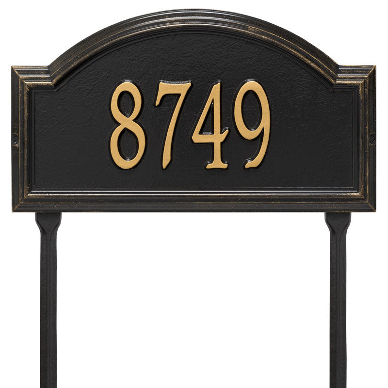 Whitehall Providence Arch Standard Lawn 1-Line Personalized Address Plaque - Black/Gold