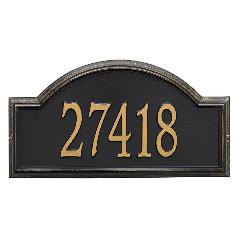 Whitehall Providence Arch Estate Wall 1-Line Personalized Address Plaque - Black/Gold