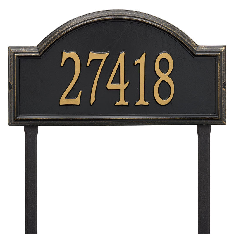 Whitehall Providence Arch Estate Lawn 1-Line Personalized Address Plaque - Black/Gold