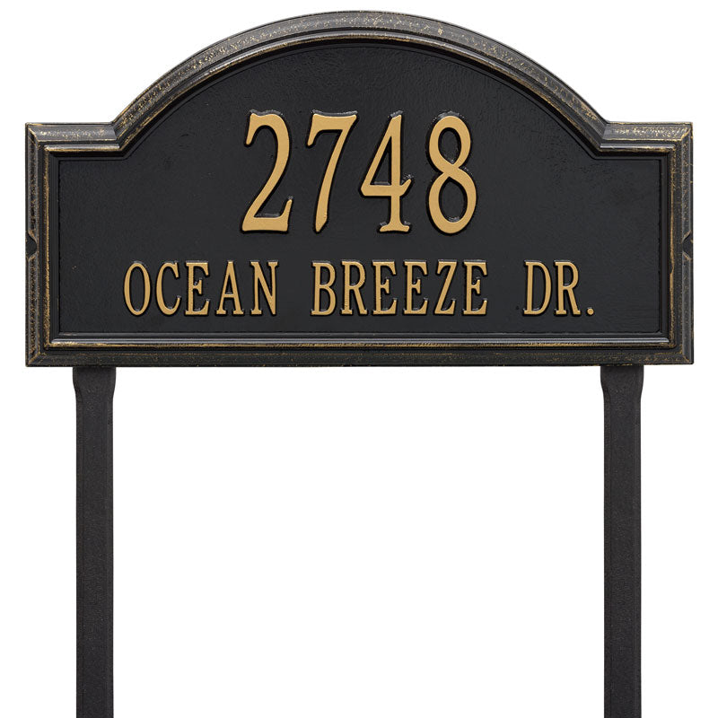 Whitehall Providence Arch Estate Lawn 2-Line Personalized Address Plaque - Black/Gold