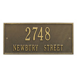 Whitehall Hartford Standard Wall 2-Line Personalized Address Plaque - Antique Brass