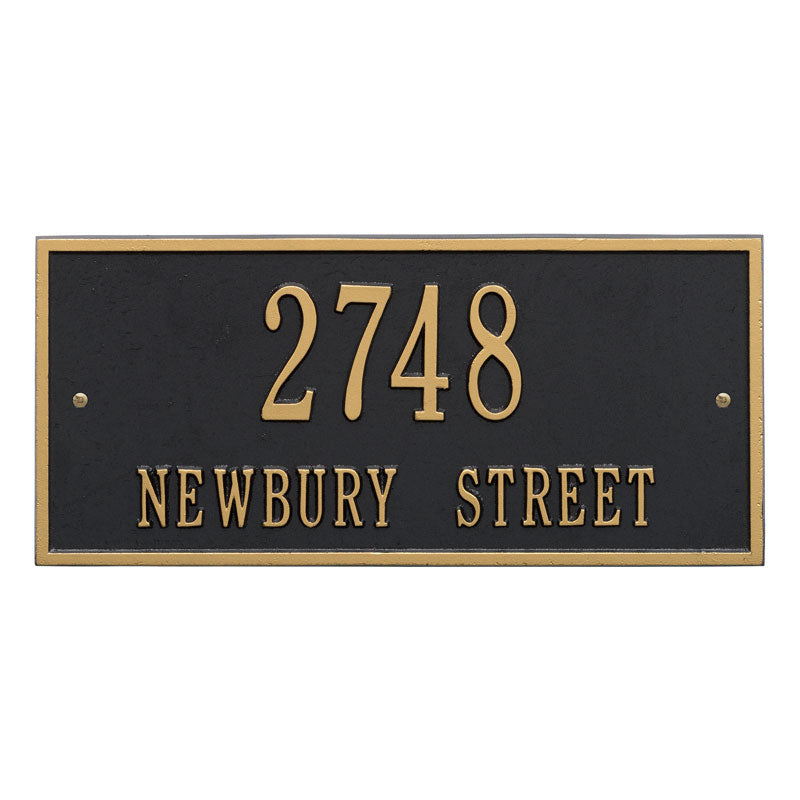 Whitehall Hartford Standard Wall 2-Line Personalized Address Plaque - Black/Gold