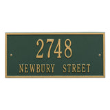 Whitehall Hartford Standard Wall 2-Line Personalized Address Plaque - Green/Gold