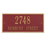 Whitehall Hartford Standard Wall 2-Line Personalized Address Plaque - Red/Gold