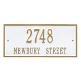 Whitehall Hartford Standard Wall 2-Line Personalized Address Plaque - White/Gold