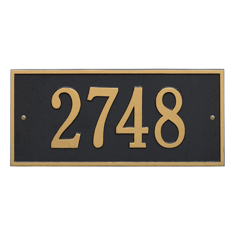 Whitehall Hartford Standard Wall 1-Line Personalized Address Plaque - Black/Gold