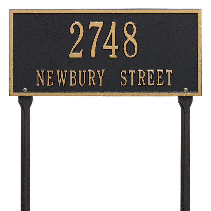 Whitehall Hartford Standard Lawn 2-Line Personalized Address Plaque - Black/Gold