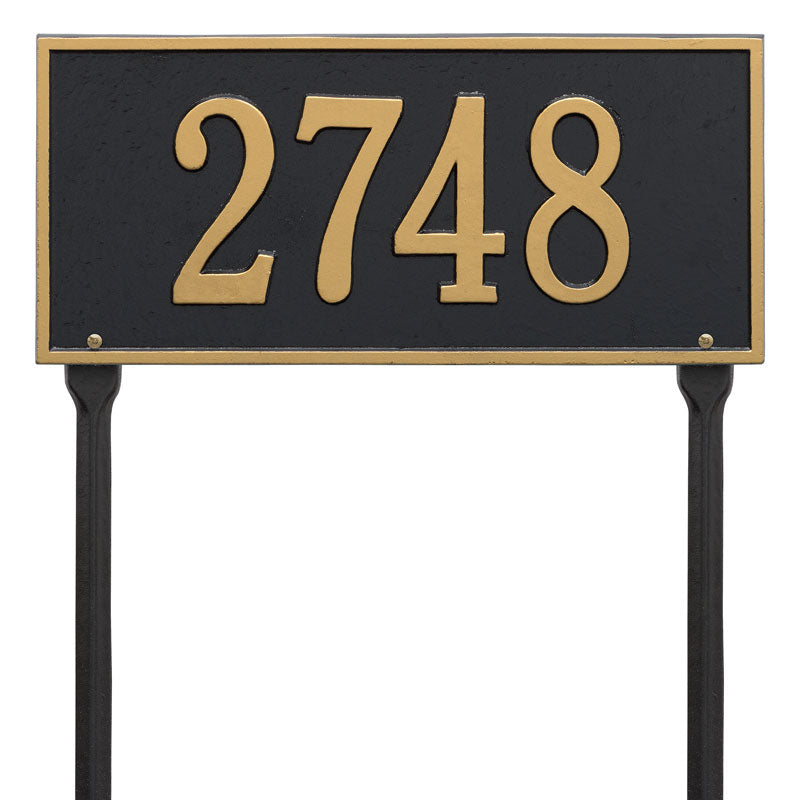 Whitehall Hartford Standard Lawn 1-Line Personalized Address Plaque - Black/Gold