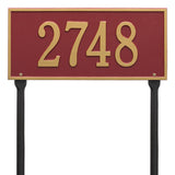 Whitehall Hartford Standard Lawn 1-Line Personalized Address Plaque - Red/Gold