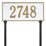 Whitehall Hartford Standard Lawn 1-Line Personalized Address Plaque - White/Gold