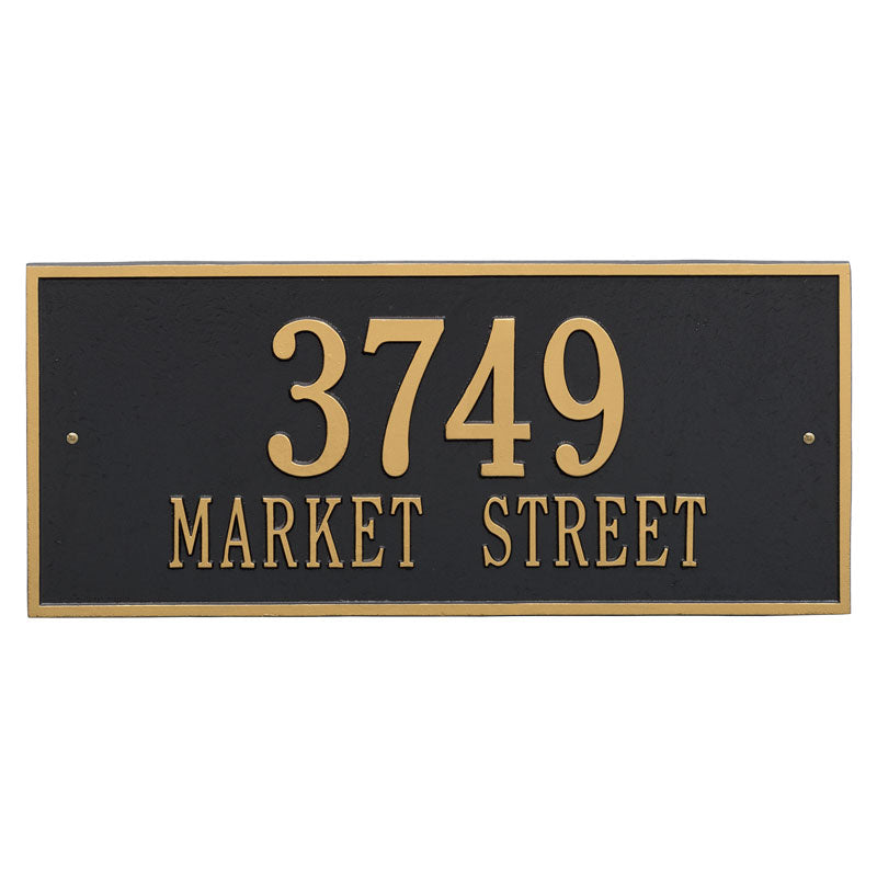 Whitehall Hartford Estate Wall 2-Line Personalized Address Plaque - Black/Gold