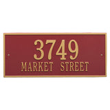 Whitehall Hartford Estate Wall 2-Line Personalized Address Plaque - Red/Gold