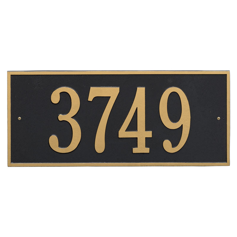 Whitehall Hartford Estate Wall 1-Line Personalized Address Plaque - Black/Gold