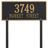 Whitehall Hartford Estate Lawn 2-Line Personalized Address Plaque - Black/Gold
