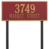 Whitehall Hartford Estate Lawn 2-Line Personalized Address Plaque - Red/Gold