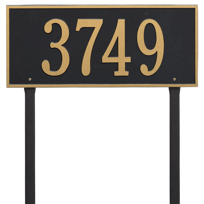 Whitehall Hartford Estate Lawn 1-Line Personalized Address Plaque - Black/Gold