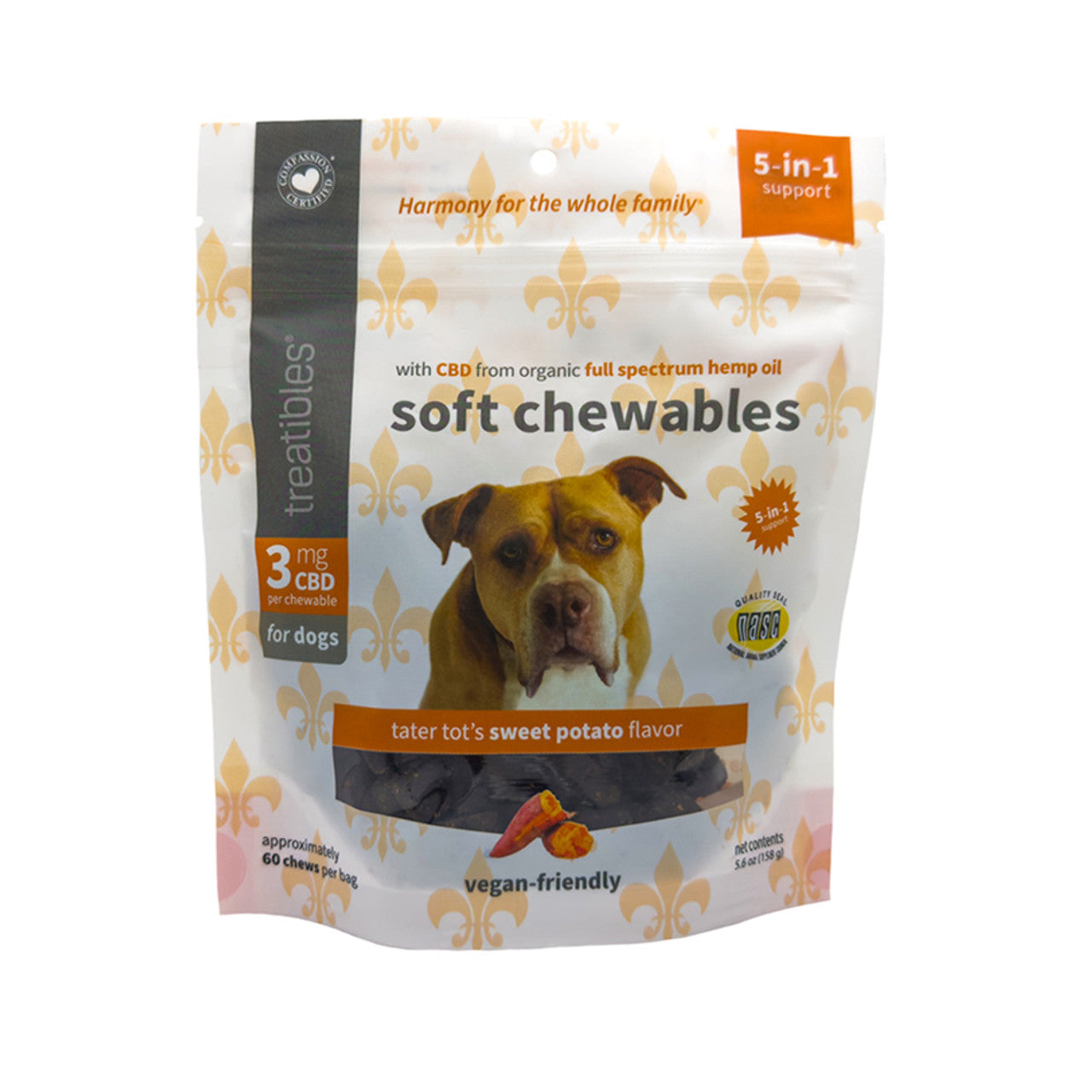 Treatibles Tater Tot's Sweet Potato 3 mg CBD for Dogs Soft Chewables