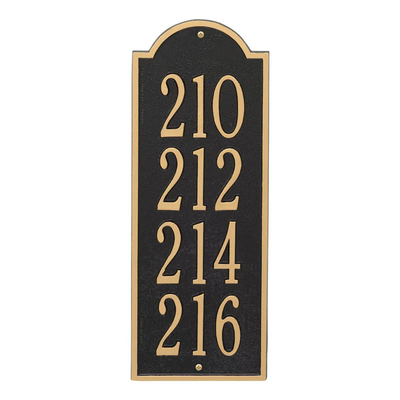 Whitehall New Bedford Medium Wall 4-Line Personalized Commercial Plaque - Black/Gold