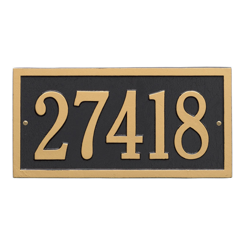 Whitehall Bismark Standard Wall 1-Line Personalized Address Plaque - Black/Gold