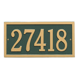 Whitehall Bismark Standard Wall 1-Line Personalized Address Plaque - Green/Gold