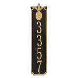 Whitehall Pineapple Vertical Wall 1-Line Personalized Address Plaque - Black/Gold