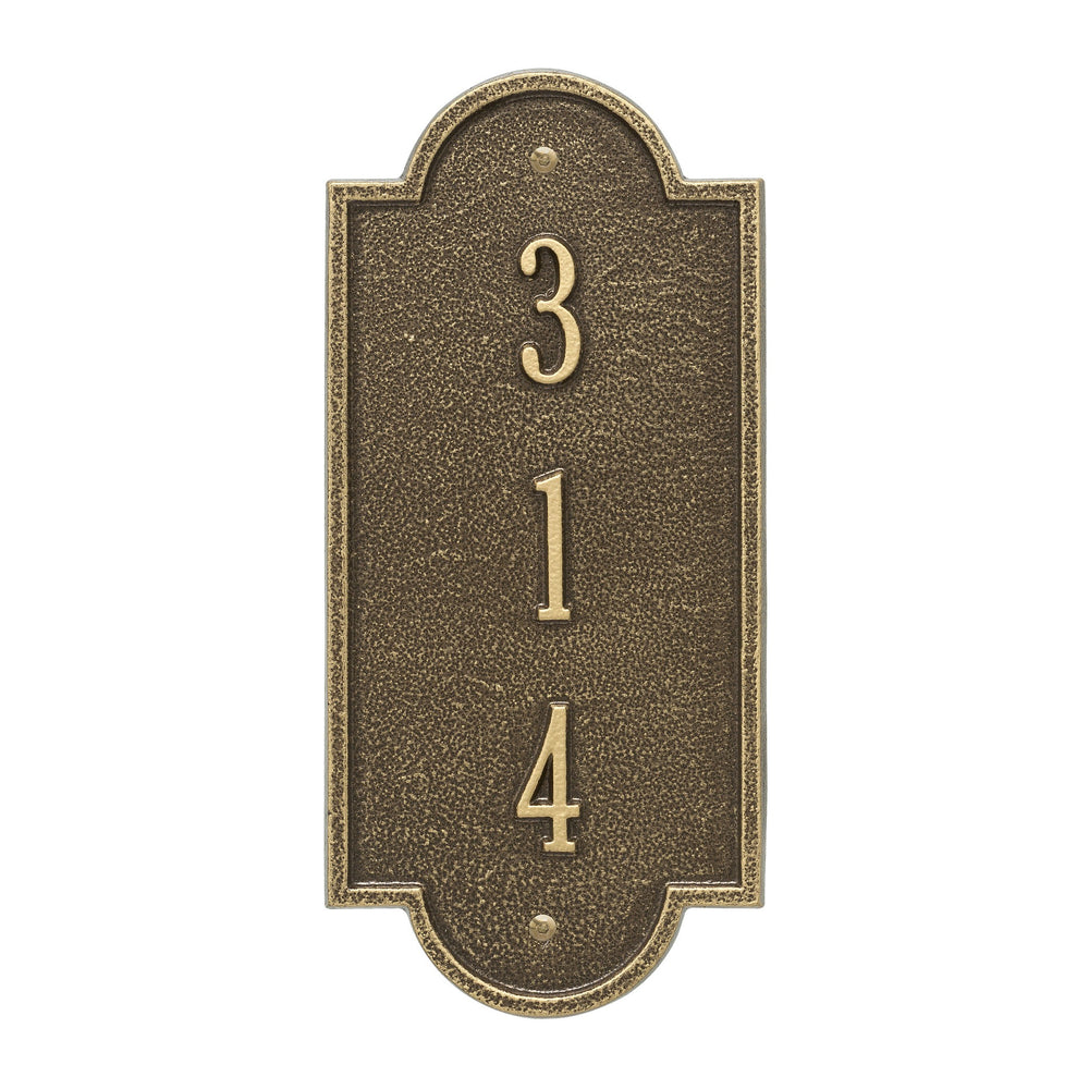 Whitehall Richmond Vertical Petite Wall 1-Line Personalized Address Plaque - Antique Brass