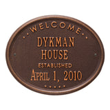 Whitehall Welcome Oval "House" Established Standard Wall 2-Line Personalized Plaque - Antique Copper
