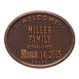 Whitehall Welcome Oval "Family" Established Standard Wall 2-Line Personalized Plaque - Antique Copper
