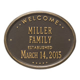 Whitehall Welcome Oval "Family" Established Standard Wall 2-Line Personalized Plaque - Bronze/Gold