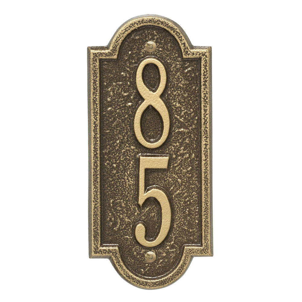 Whitehall Richmond Vertical Mini Wall 1-Line Personalized Address Plaque - Antique Brass