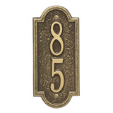 Whitehall Richmond Vertical Mini Wall 1-Line Personalized Address Plaque - Antique Brass