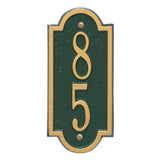 Whitehall Richmond Vertical Mini Wall 1-Line Personalized Address Plaque - Green/Gold