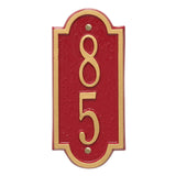 Whitehall Richmond Vertical Mini Wall 1-Line Personalized Address Plaque - Red/Gold