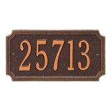 Whitehall Cut Corner Rectangle Standard 1-Line Personalized Address Plaque - Antique Copper