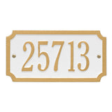 Whitehall Cut Corner Rectangle Standard 1-Line Personalized Address Plaque - White/Gold