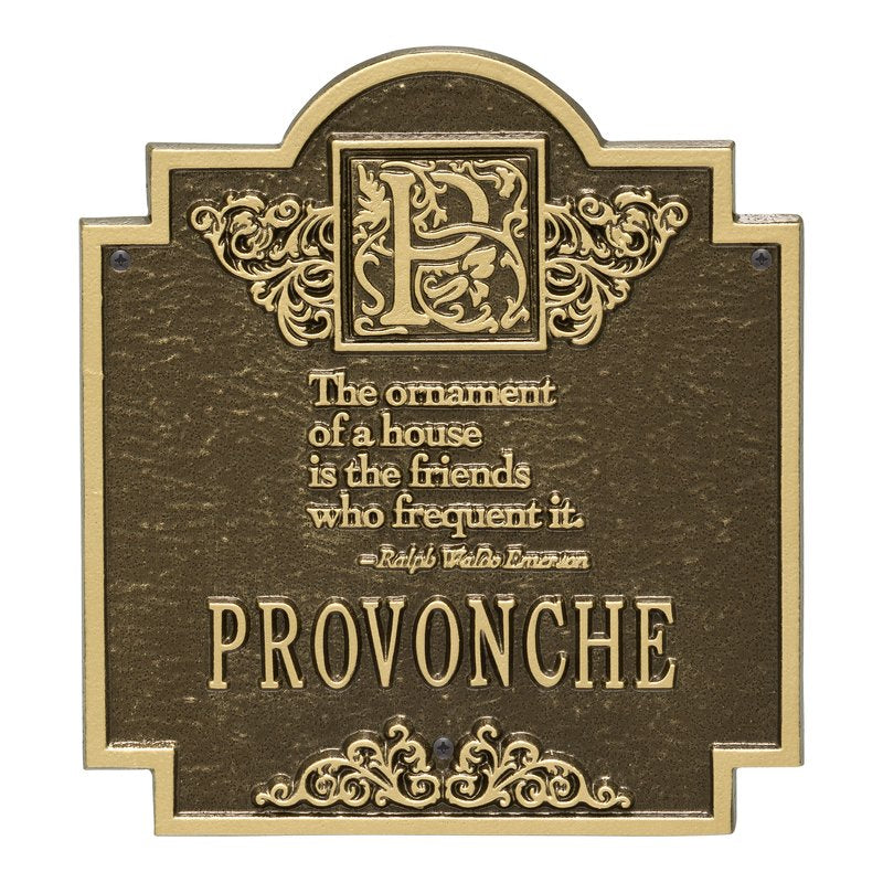 Whitehall Emerson Monogram Personalized Plaque - Antique Brass