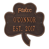 Whitehall Shamrock Address Plaque - Antique Copper